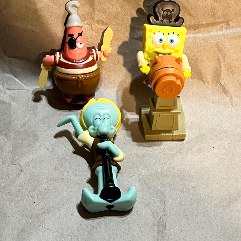 Viacom SpongeBob SquarePants Pirate Figure Set Yellow Pink Blue 3pc